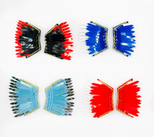 Load image into Gallery viewer, Wing Game Day Statement Earring, handmade earrings, Sequin angel wings party, tailgate fashion