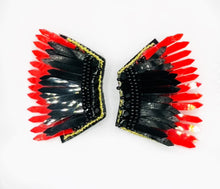 Load image into Gallery viewer, Wing Game Day Statement Earring, handmade earrings, Sequin angel wings party, tailgate fashion