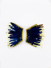 Load image into Gallery viewer, Wing Game Day Statement Earring, handmade earrings, Sequin angel wings party, tailgate fashion