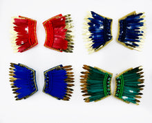 Load image into Gallery viewer, Wing Game Day Statement Earring, handmade earrings, Sequin angel wings party, tailgate fashion