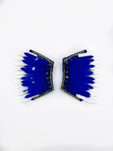 Load image into Gallery viewer, Wing Game Day Statement Earring, handmade earrings, Sequin angel wings party, tailgate fashion