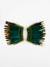 Load image into Gallery viewer, Wing Game Day Statement Earring, handmade earrings, Sequin angel wings party, tailgate fashion