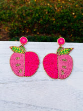 Load image into Gallery viewer, Apple Beaded Statement Earrings/ Pink/ Back to School/Teacher Gifts
