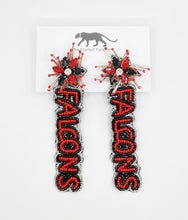 Load image into Gallery viewer, Atlanta Falcons Football Beaded Statement Earrings, Game Day, Tailgate Fashion, handmade earrings, nfl

