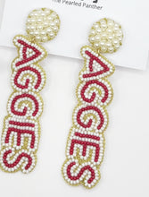 Load image into Gallery viewer, Texas A&amp;M &quot;Aggies&quot; Beaded Statement Earrings, Game Day, Tailgate Fashion, handmade earrings, SEC
