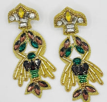 Load image into Gallery viewer, Mardi Gras Jeweled Crawfish Statement Earrings
