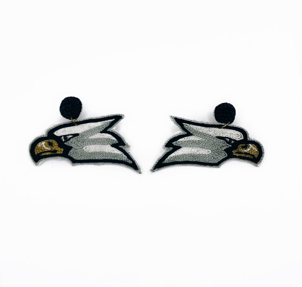 Georgia Southern Eagles, Blue and White, Freedom, handmade earrings, tailgate fashion, game day