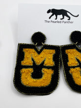 Load image into Gallery viewer, Mizzou Missouri Tigers Beaded Statement Earrings, Game Day, Tailgate Fashion, handmade earrings, SEC
