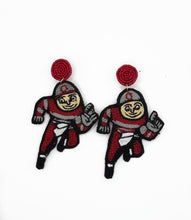 Load image into Gallery viewer, Ohio State, Brutus, OSU, Beaded Statement Earrings, College Football, Tailgate Fashion, Game Day, handmade earrings
