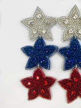 Load image into Gallery viewer, Red White and Blue Star Beaded Statement Earrings
