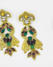 Load image into Gallery viewer, Mardi Gras Jeweled Crawfish Statement Earrings
