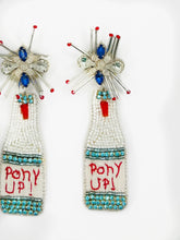 Load image into Gallery viewer, SMU Pony Up Beaded Statement Earrings/ Game Day/ Tailgate Fashion/ Southern Methodist University
