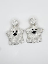 Load image into Gallery viewer, White Beaded Ghost Earrings/ Halloween/ Fall Style

