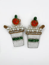 Load image into Gallery viewer, Pumpkin Spice Latte Beaded Statement Earrings/ Thanksgiving/ Fall Style/ Pumpkins/ coffee
