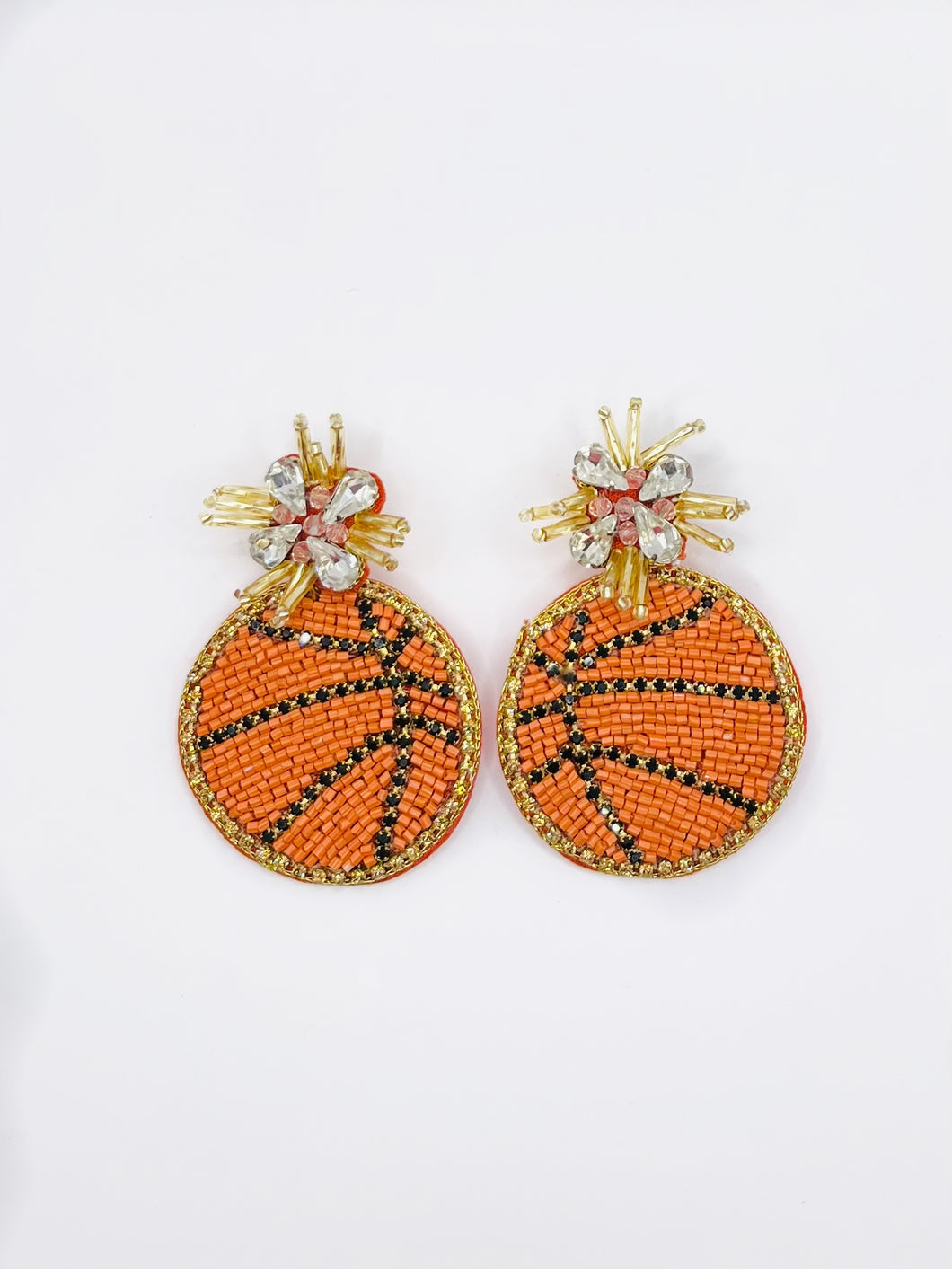 Basketball Beaded and Sequin Statement Earrings/ Game Day/ Tailgate Fashion/ NBA