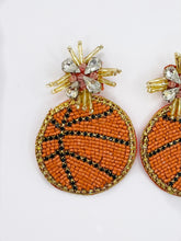 Load image into Gallery viewer, Basketball Beaded and Sequin Statement Earrings/ Game Day/ Tailgate Fashion/ NBA
