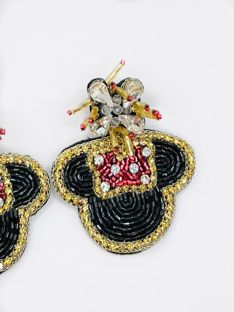 Minnie Mouse Beaded Statement Earrings/ Disney/ Fantasy