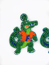 Load image into Gallery viewer, Florida Gator Beaded Alligator Earrings/ Game Day/ Tailgate Fashion/ Green/ Orange
