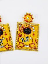 Load image into Gallery viewer, TNT “Pop It’s” Beaded Statement Earrings/ fourth of july/ summer/ yellow/ fireworks
