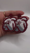 Load and play video in Gallery viewer, Mississippi State Bulldog Beaded Statement Earrings, Tailgate Fashion, handmade earrings, Game Day, Dog, hail state
