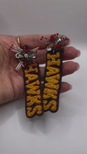 Load and play video in Gallery viewer, Atlanta Hawks Basketball Beaded Statement Earrings, Game Day, Tailgate Fashion, handmade earrings, NBA
