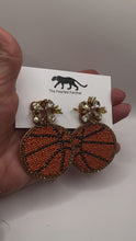 Load and play video in Gallery viewer, Basketball Beaded and Sequin Statement Earrings/ Game Day/ Tailgate Fashion/ NBA
