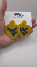 Load and play video in Gallery viewer, West Virginia Mountaineers Beaded Statement Earrings, Game Day, Tailgate Fashion, handmade earrings
