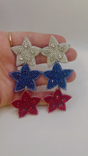Load and play video in Gallery viewer, Red White and Blue Star Beaded Statement Earrings
