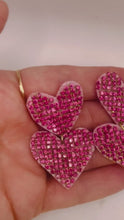Load and play video in Gallery viewer, Pink Rhinestone Double Heart Earrings
