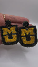 Load and play video in Gallery viewer, Mizzou Missouri Tigers Beaded Statement Earrings, Game Day, Tailgate Fashion, handmade earrings, SEC

