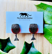 Load image into Gallery viewer, Red Wine Beaded Statement Earrings/ alcohol/ grapes
