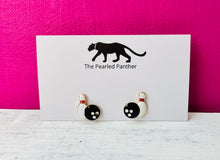 Load image into Gallery viewer, Strike! Bowling Pin and Bowling Ball Enamel Stud Earrings
