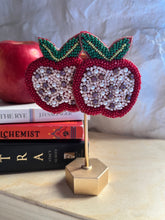 Load image into Gallery viewer, Apple Red Beaded Statement Earrings/ food/ fruit/ back to school/ teacher appreciation/ teacher gifts
