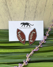 Load image into Gallery viewer, Football Beaded Statement Earrings/ game day/ tailgate fashion/ NFL
