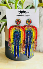 Load image into Gallery viewer, Rainbow Beaded Statement Earrings/ colorful/ nature/ Pride/ rain
