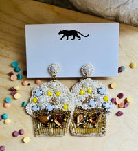 Load image into Gallery viewer, Cupcake Beaded Statement Earrings/ Food/ Desserts/ White/ Birthday/ Party
