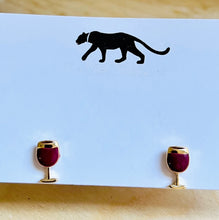 Load image into Gallery viewer, Red Wine Enamel Stud Earrings/ alcohol/ grapes
