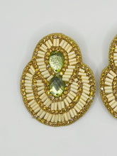 Load image into Gallery viewer, Beaded Circular Statement Earrings/ Beach Style/ Ivory/ Cream
