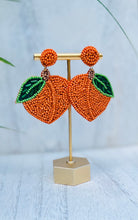 Load image into Gallery viewer, Peachy Peach Beaded Statement Earrings/ fruit/ Georgia/ summer
