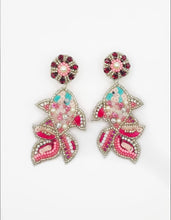 Load image into Gallery viewer, Pink Fish Beaded Statement Earrings
