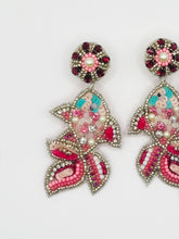 Load image into Gallery viewer, Pink Fish Beaded Statement Earrings
