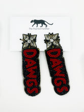 Load image into Gallery viewer, Georgia UGA DAWGS Red and Black Beaded Statement Earrings/ game day/ tailgate fashion
