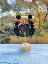 Load image into Gallery viewer, Gamecock Beaded Statement Earrings/ chickens/ University of South Carolina/ game day/ tailgate fashion
