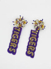 Load image into Gallery viewer, LSU TIGERS Purple and Gold Beaded Statement Earrings

