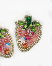 Load image into Gallery viewer, Strawberry Beaded Statement Earrings/ Pink/ fruit/ food/ summer/ spring
