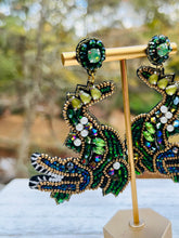 Load image into Gallery viewer, Alligator Beaded Statement Earrings, Animals, Game Day, Tailgate Fashion
