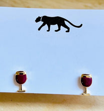 Load image into Gallery viewer, Red Wine Enamel Stud Earrings/ alcohol/ grapes
