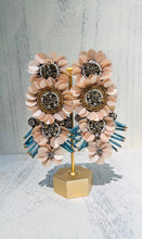 Load image into Gallery viewer, Floral Light Pink Beaded Statement Earrings
