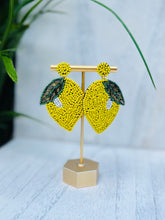 Load image into Gallery viewer, Lemon Beaded Statement Earrings/ yellow/ citrus/ summer/ fruit/ food
