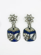 Load image into Gallery viewer, Hanukkah Dreidel Beaded Statement Earrings/ “L Chaim”/ blue
